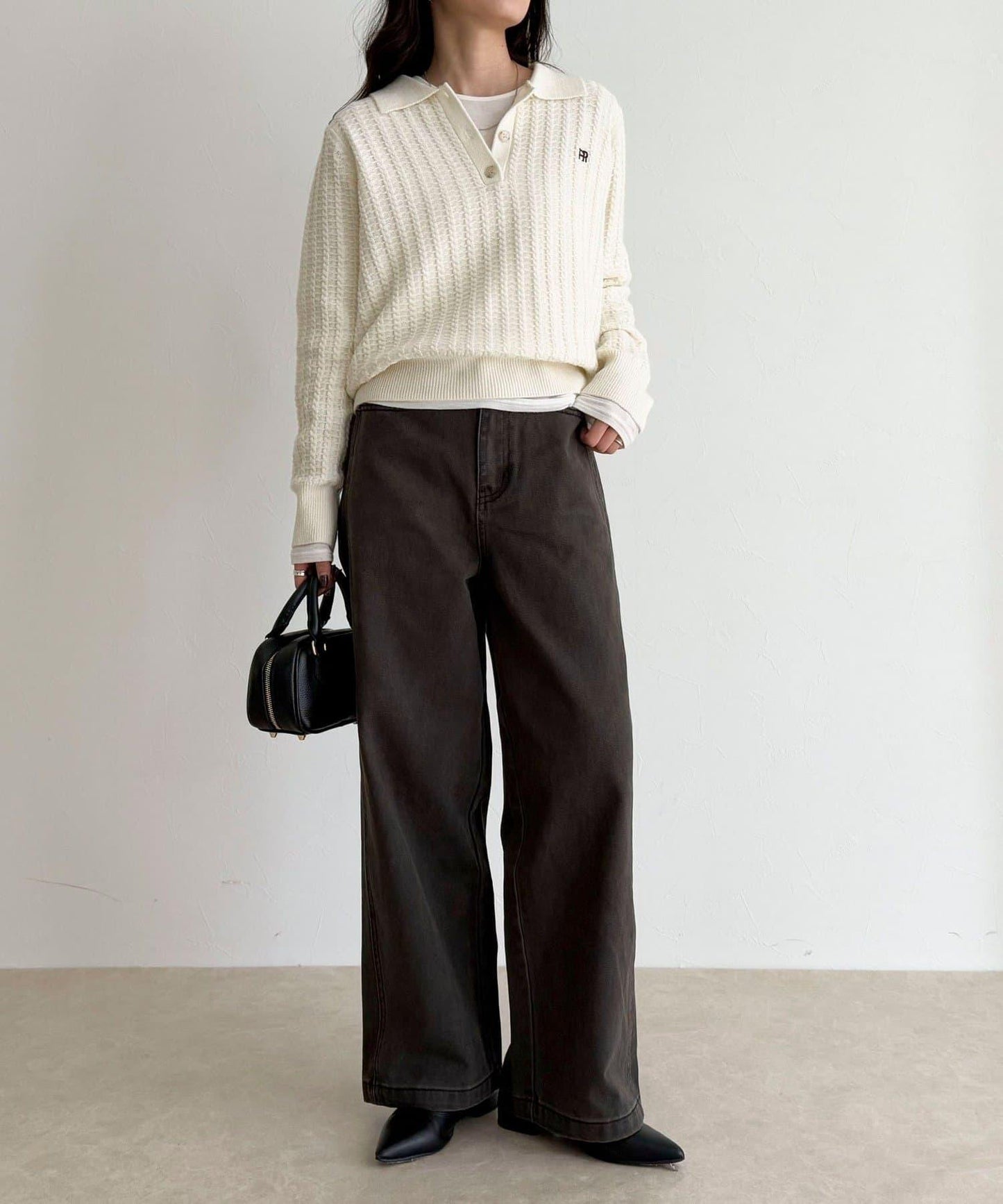 FR刺繡麻花紋理POLO領針織套頭衫