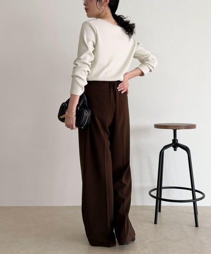 愛心刺繡亨利領羅紋套頭衫