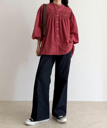 【GEVACO/ゲバコ】褶皺裝飾襯衫