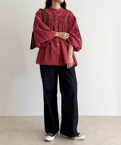 【GEVACO/ゲバコ】褶皺裝飾襯衫