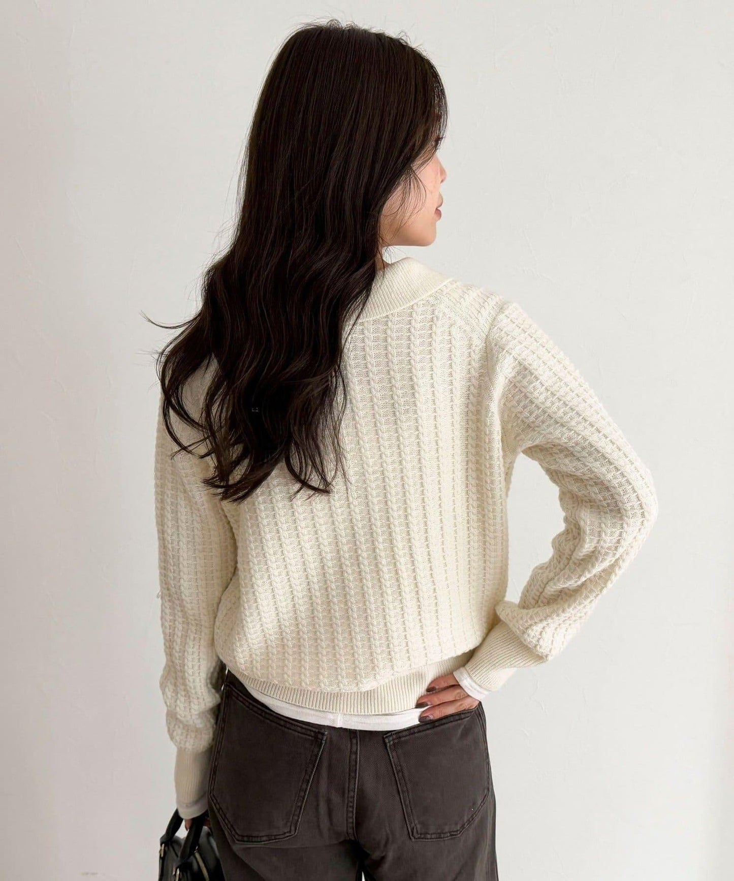 FR刺繡麻花紋理POLO領針織套頭衫