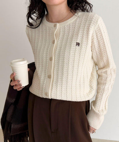 FR刺繡麻花紋針織開衫