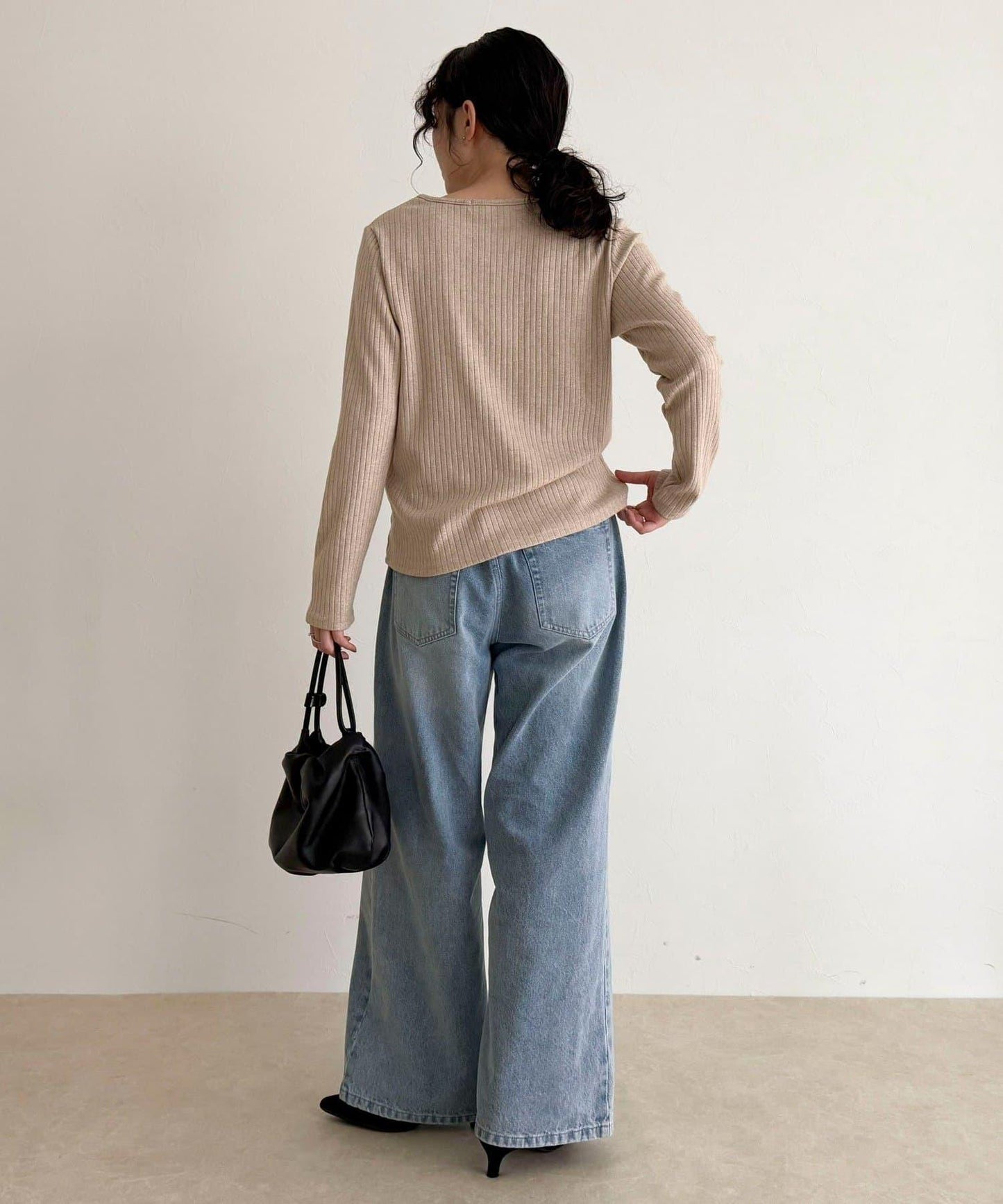 愛心刺繡亨利領羅紋套頭衫