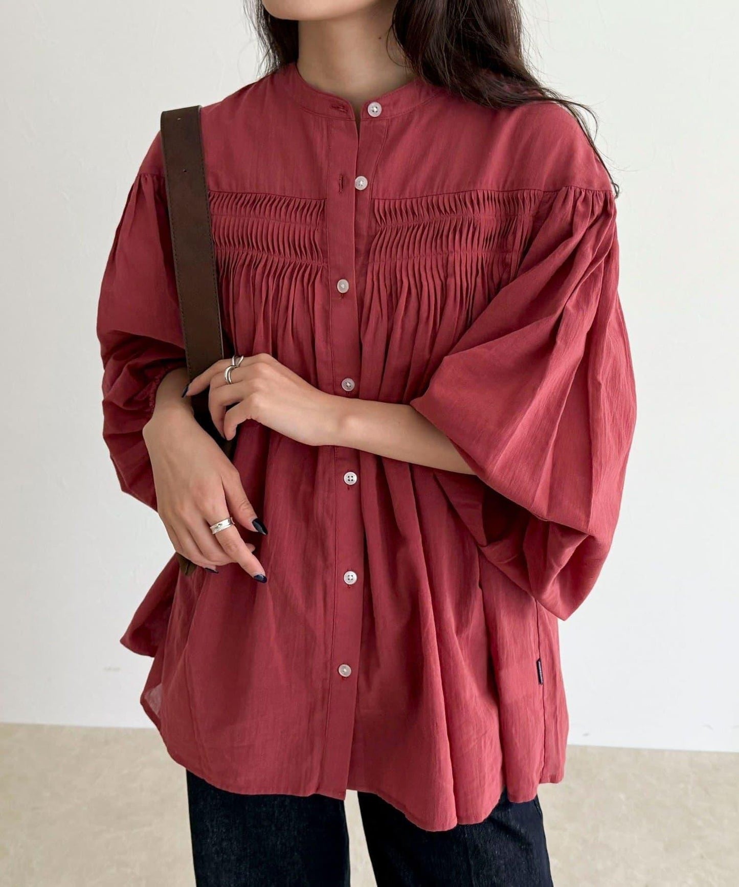 【GEVACO/ゲバコ】褶皺裝飾襯衫