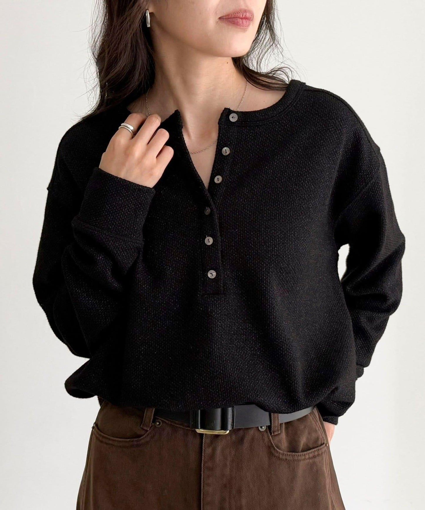 2WAY亨利領亮絲套頭衫