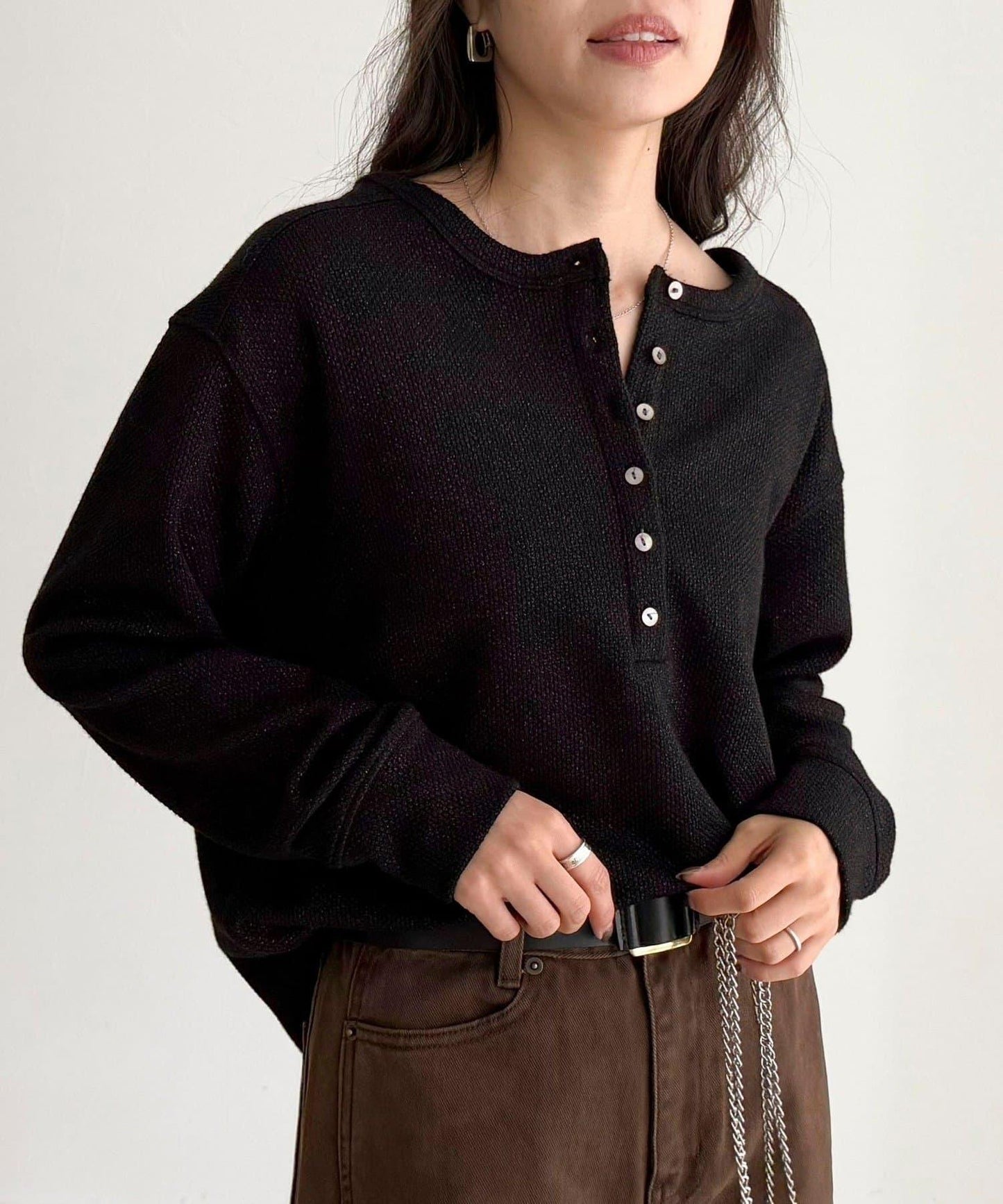 2WAY亨利領亮絲套頭衫