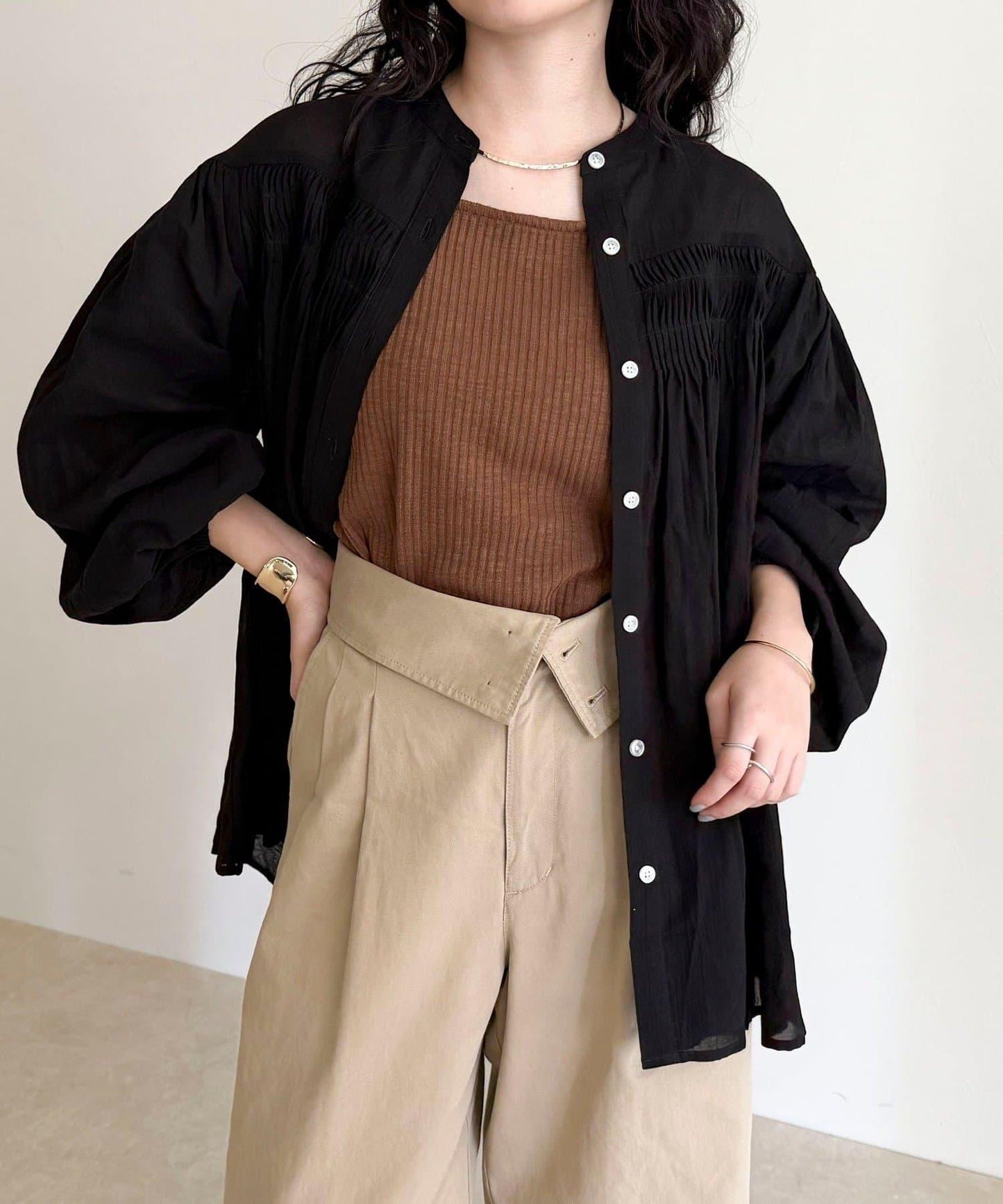 【GEVACO/ゲバコ】褶皺裝飾襯衫