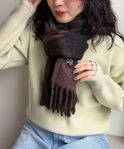 輕盈粗花呢格紋圍巾45