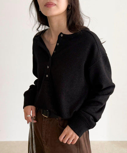 2WAY亨利領亮絲套頭衫