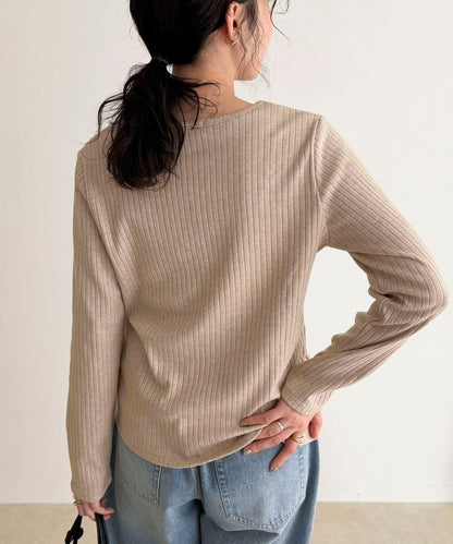 愛心刺繡亨利領羅紋套頭衫