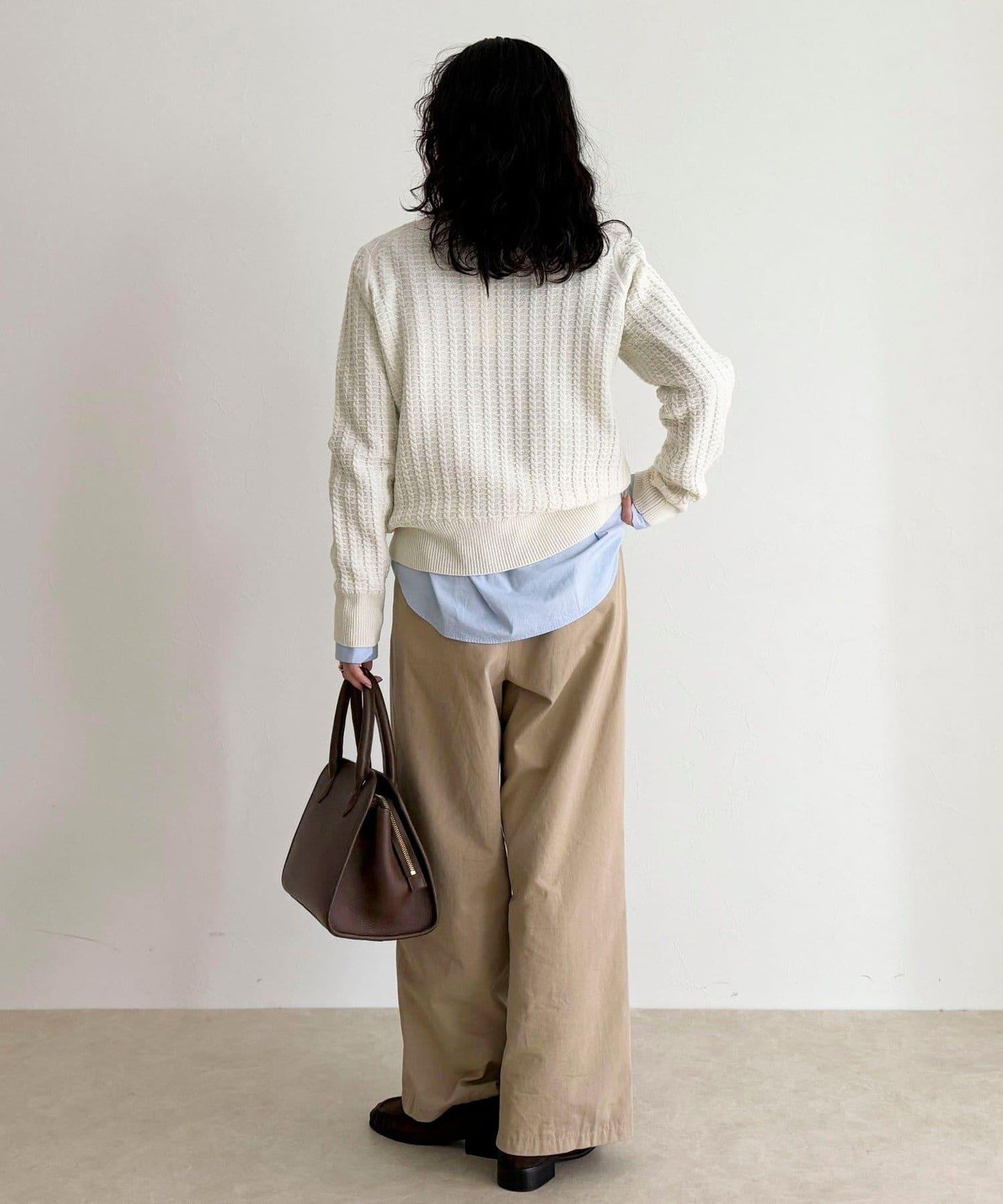 FR刺繡麻花紋小口袋針織套頭衫