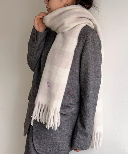 輕盈粗花呢格紋圍巾45