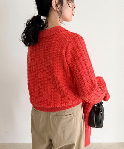 FR刺繡麻花紋理POLO領針織套頭衫