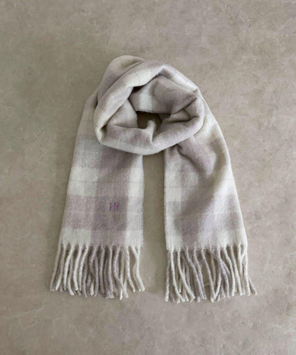 輕盈粗花呢格紋圍巾45