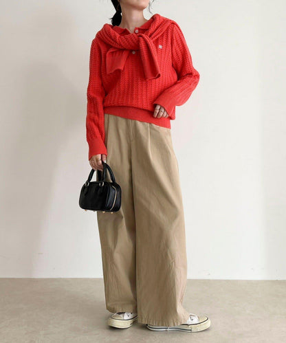 FR刺繡麻花紋理POLO領針織套頭衫