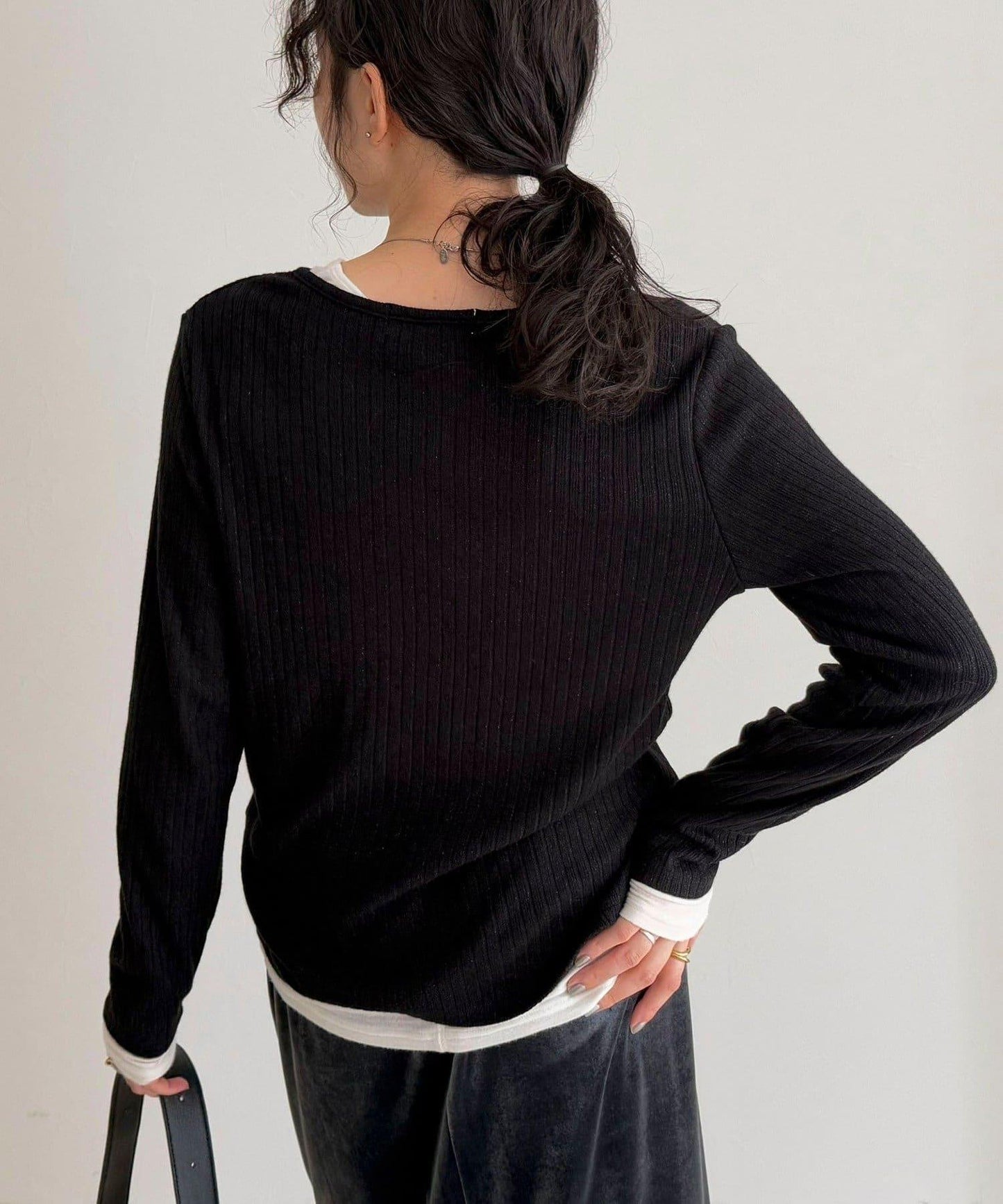 愛心刺繡亨利領羅紋套頭衫