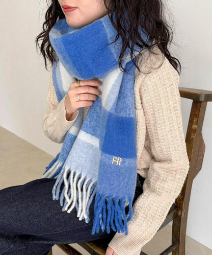 輕盈粗花呢格紋圍巾45