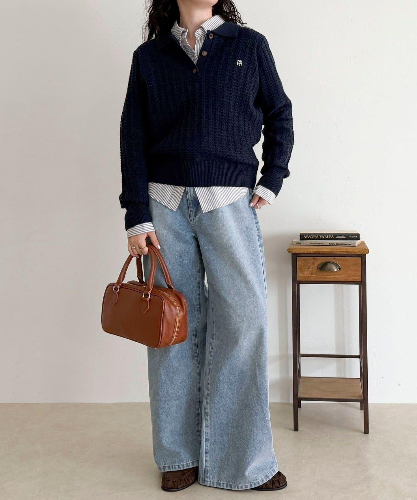 FR刺繡麻花紋理POLO領針織套頭衫