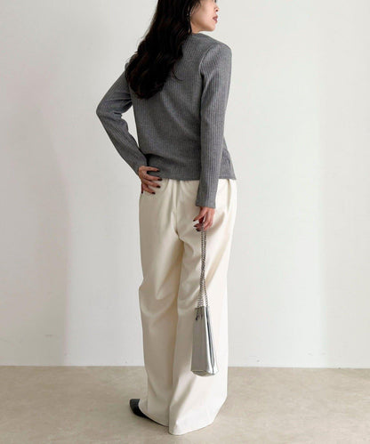 愛心刺繡亨利領羅紋套頭衫