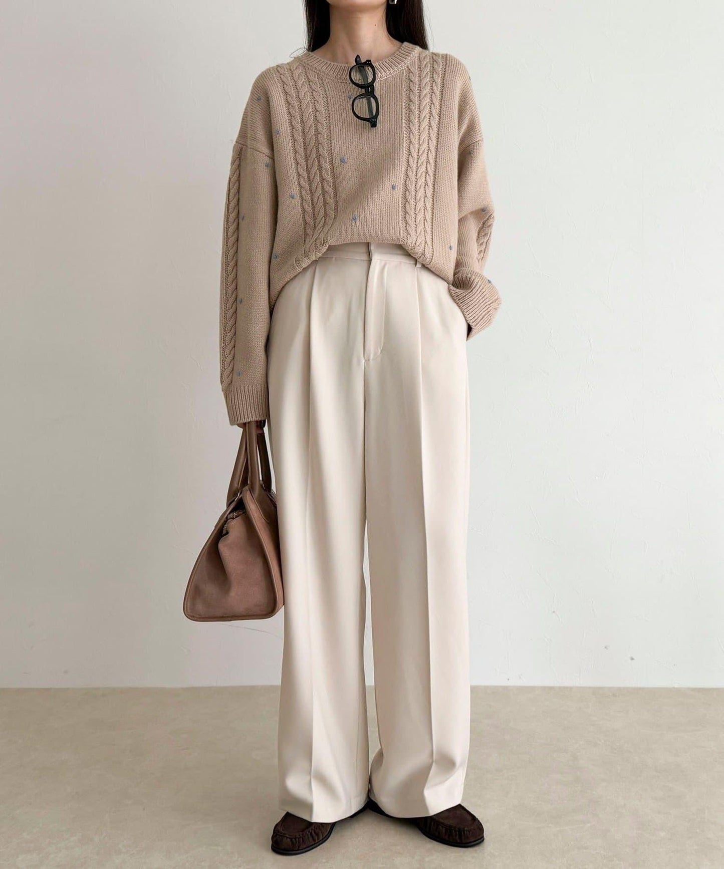 愛心刺繡圖案針織套頭衫