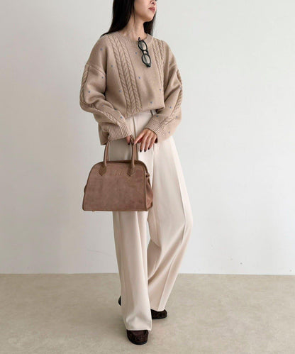 愛心刺繡圖案針織套頭衫