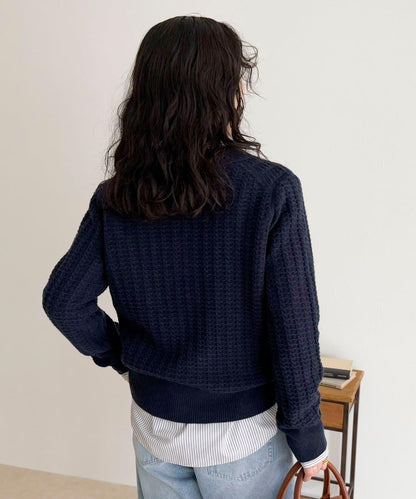 FR刺繡麻花紋理POLO領針織套頭衫