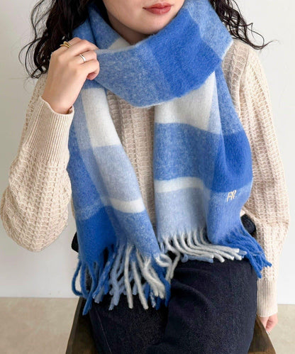輕盈粗花呢格紋圍巾45