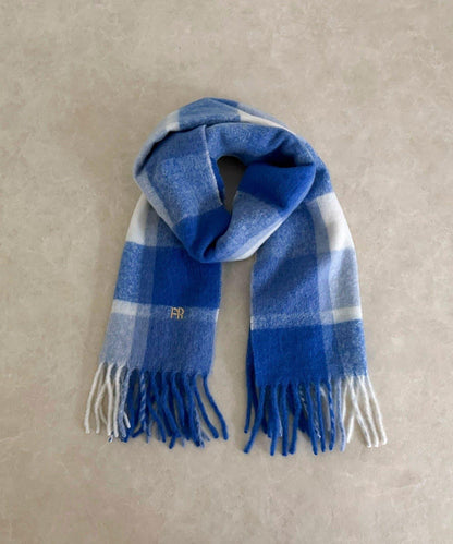 輕盈粗花呢格紋圍巾45