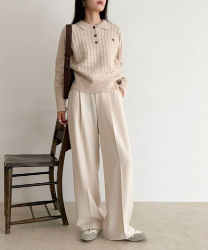 FR刺繡麻花紋理POLO領針織套頭衫