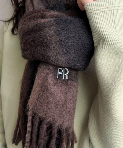 輕盈粗花呢格紋圍巾45