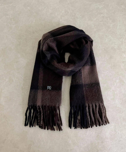 輕盈粗花呢格紋圍巾45