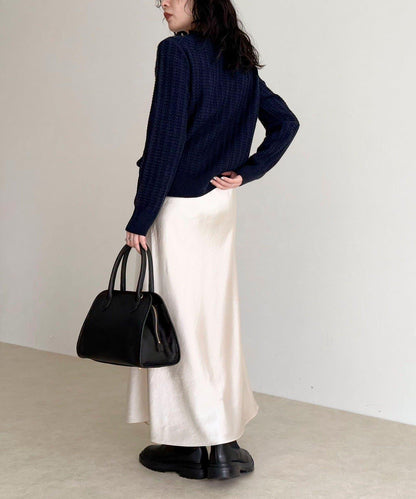 FR刺繡麻花紋小口袋針織套頭衫