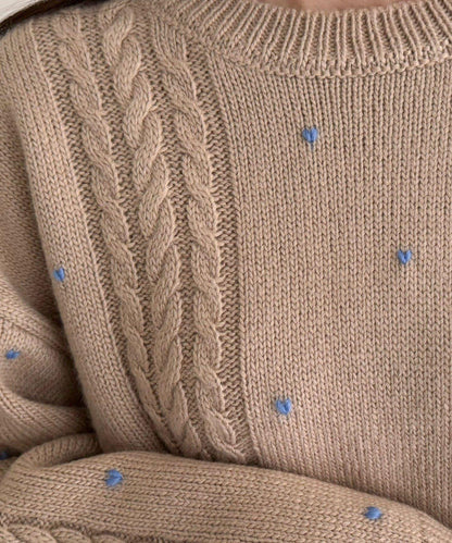 愛心刺繡圖案針織套頭衫