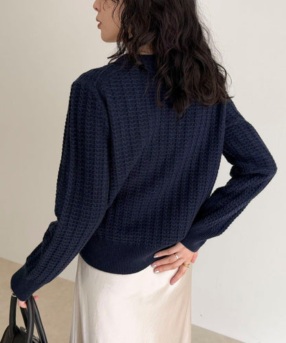 FR刺繡麻花紋小口袋針織套頭衫