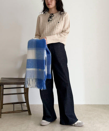 FR刺繡麻花紋小口袋針織套頭衫