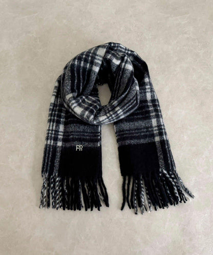 輕盈粗花呢格紋圍巾45