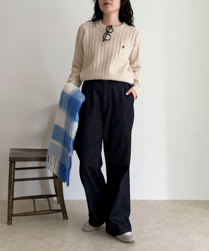 FR刺繡麻花紋小口袋針織套頭衫