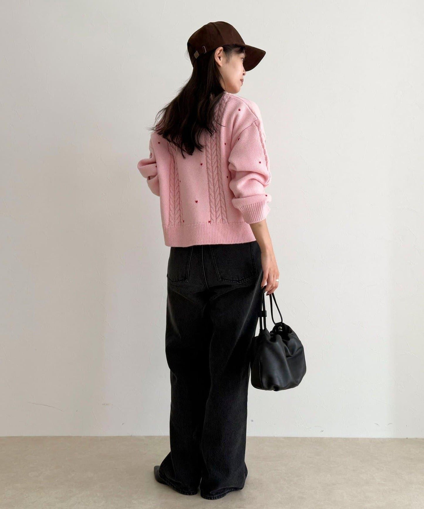 愛心刺繡圖案針織套頭衫