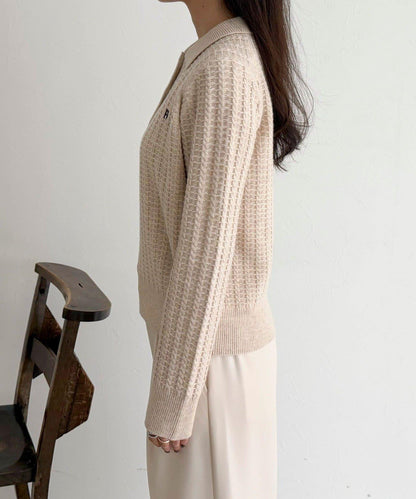 FR刺繡麻花紋理POLO領針織套頭衫