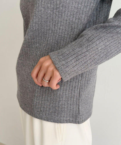 愛心刺繡亨利領羅紋套頭衫