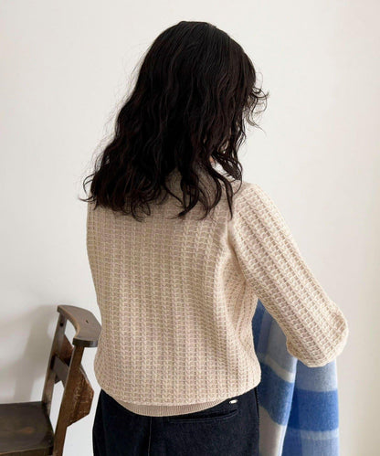 FR刺繡麻花紋小口袋針織套頭衫