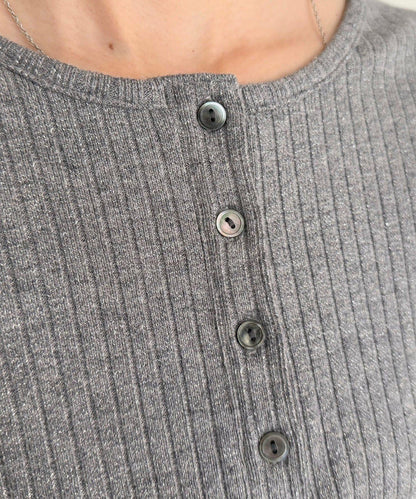 愛心刺繡亨利領羅紋套頭衫