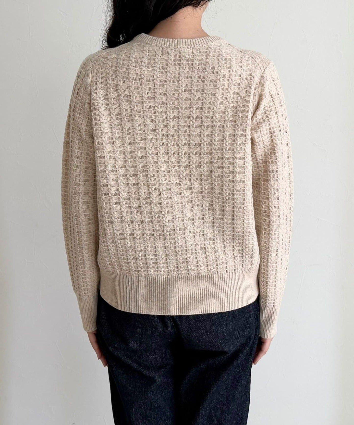 FR刺繡麻花紋小口袋針織套頭衫