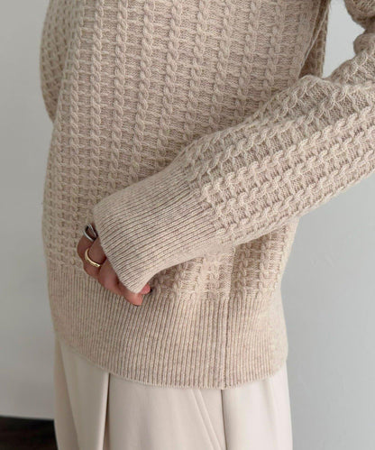 FR刺繡麻花紋理POLO領針織套頭衫