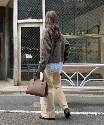 愛心刺繡圖案針織套頭衫