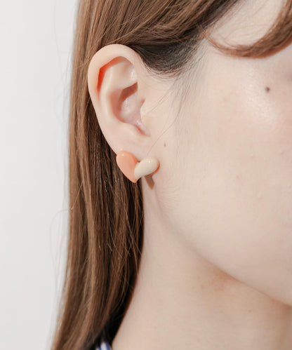 拼色樹脂愛心耳環