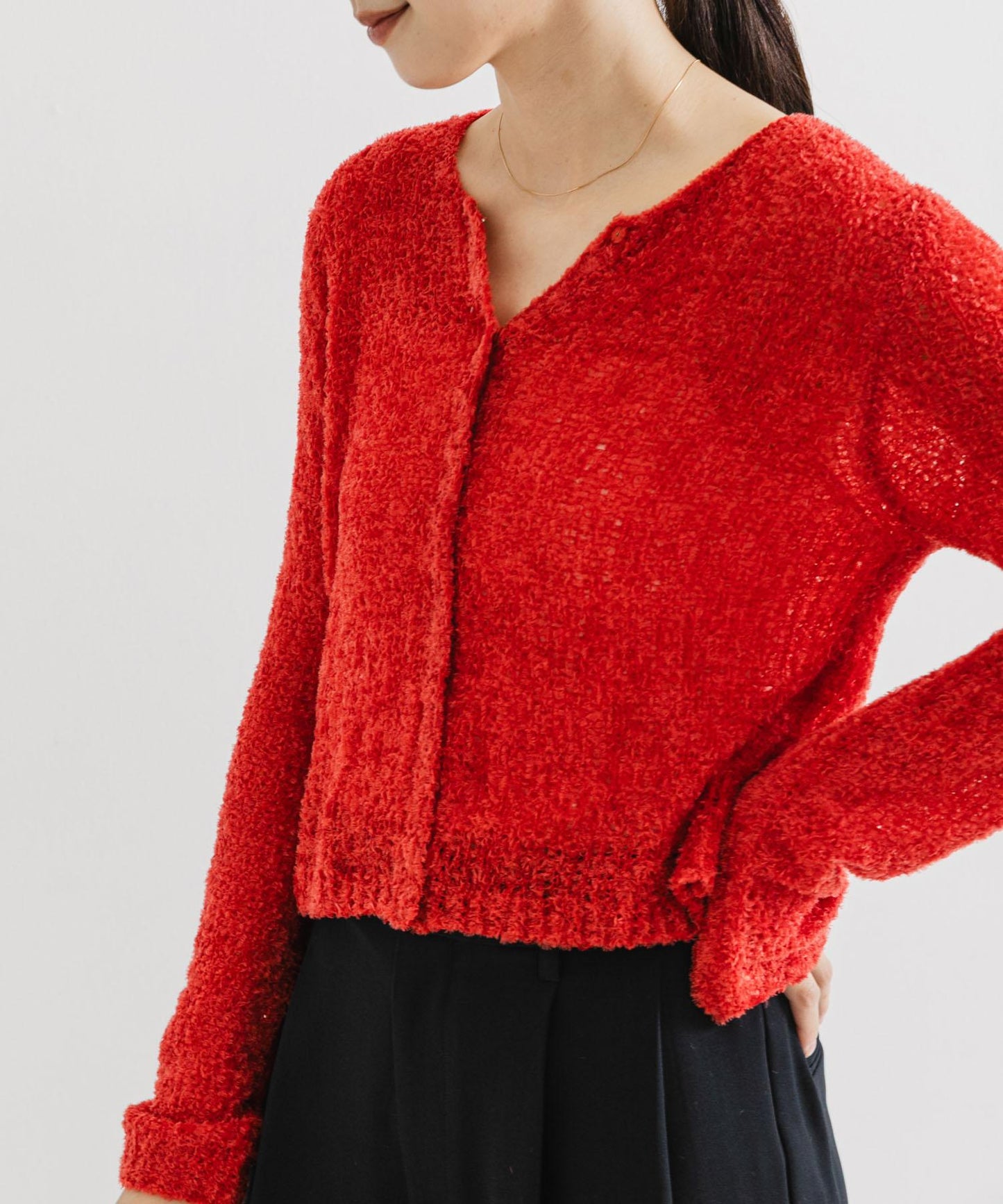 透視針織短款開衫