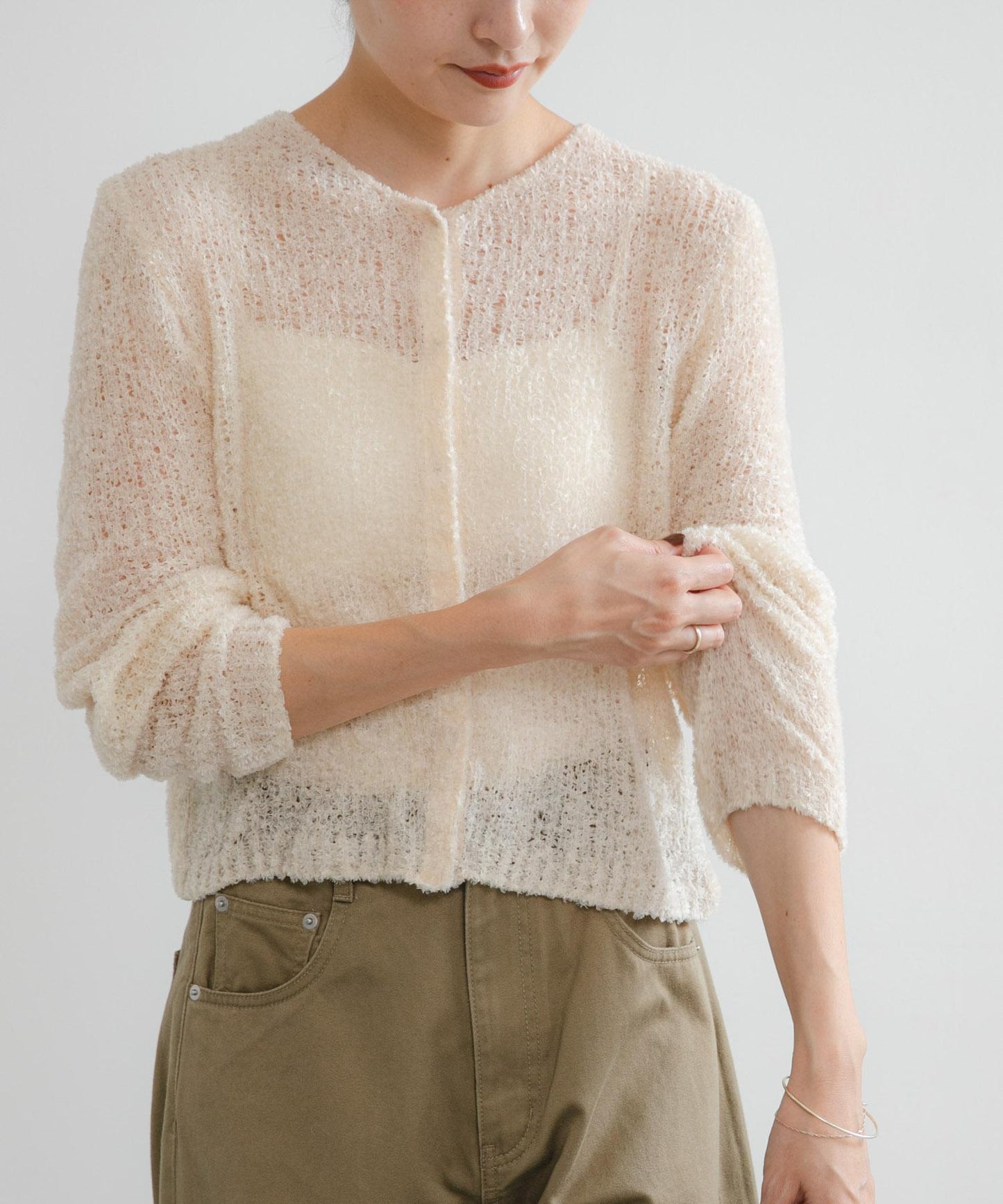 透視針織短款開衫