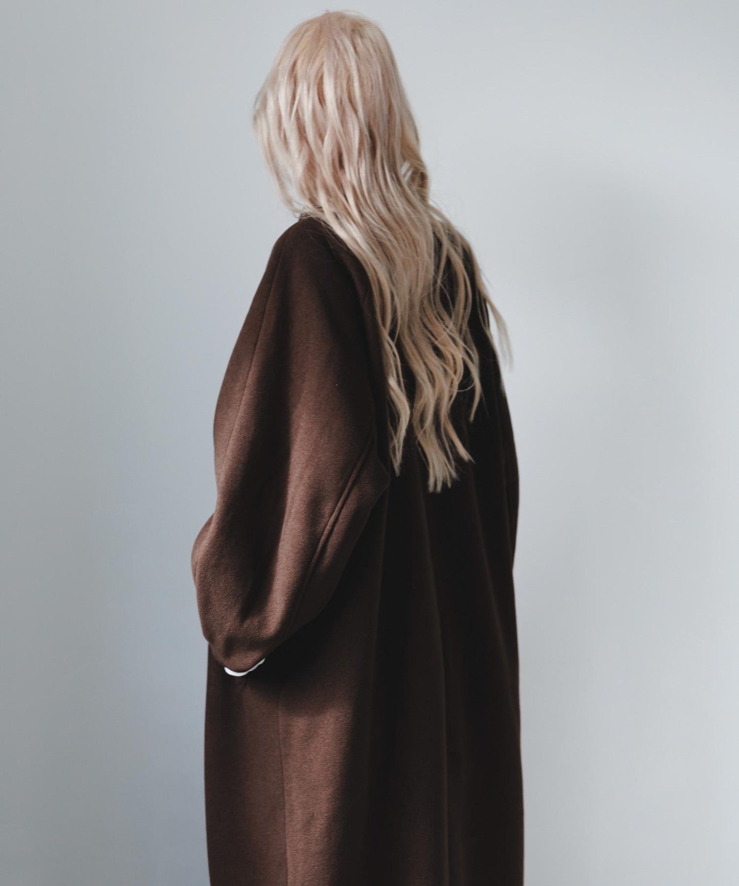 翻領繭型長款大衣