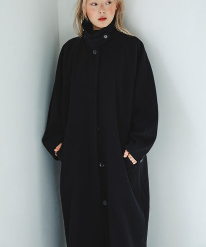 翻領繭型長款大衣